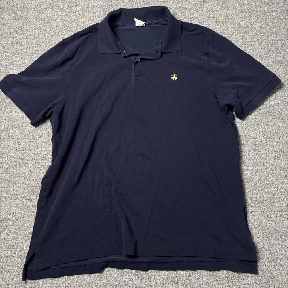 Brooks Brothers Polo Shirt Mens XXL Performance Original Fit Navy Blue Logo